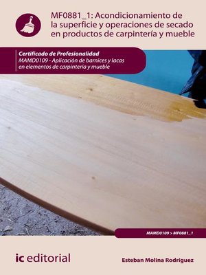cover image of Acondicionamiento de la superficie y operaciones de secado en productos de carpintería y mueble. MAMD0109